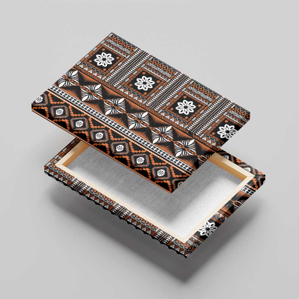 Fiji Masi Tapa Pattern Orange Canvas Wall Art - Polynesian Pride