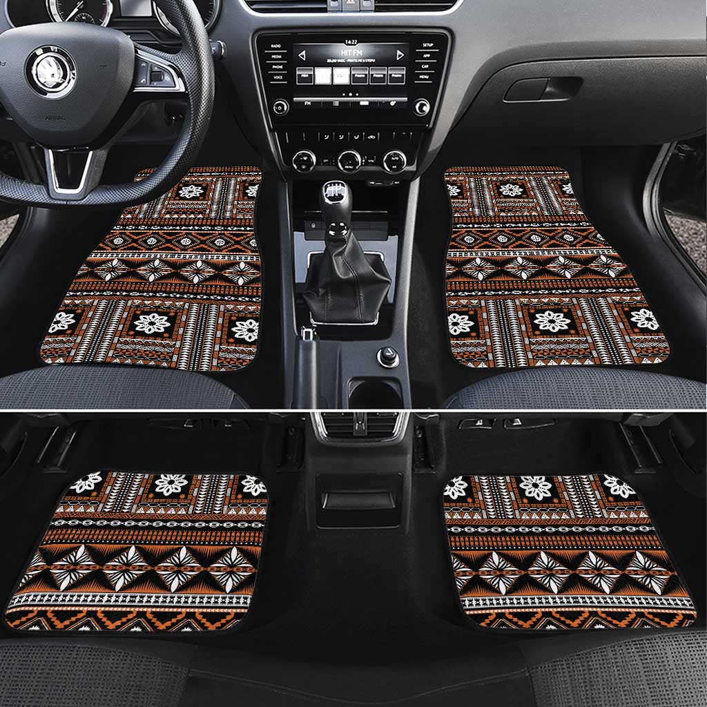 Fiji Masi Tapa Pattern Orange Car Mats - Polynesian Pride
