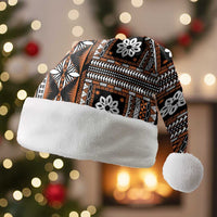 Fiji Masi Tapa Pattern Orange Christmas Santa Hat - Polynesian Pride