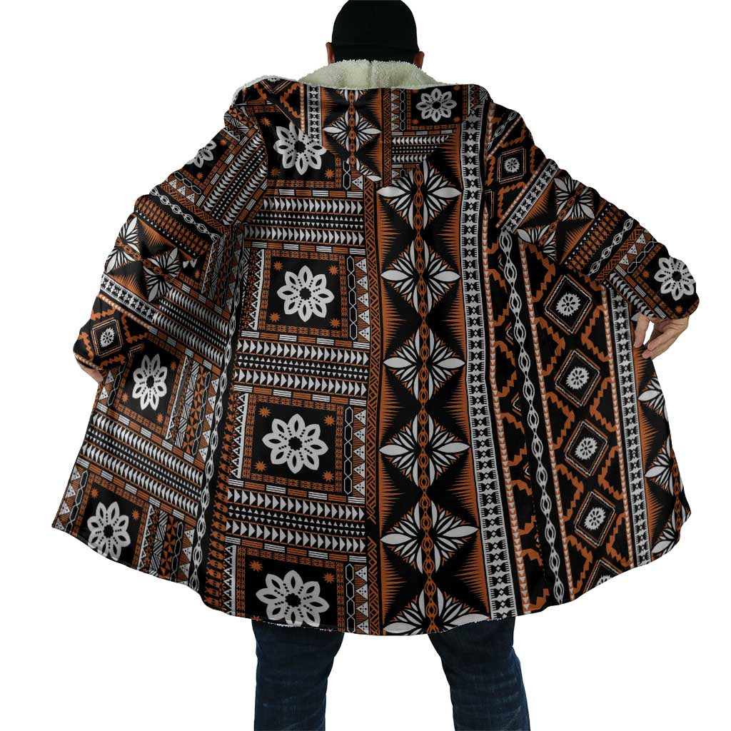 Fiji Masi Tapa Pattern Orange Cloak - Polynesian Pride