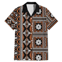 Fiji Masi Tapa Pattern Orange Family Matching Mermaid Dress and Hawaiian Shirt - Polynesian Pride