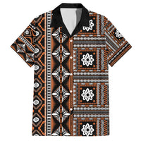 Fiji Masi Tapa Pattern Orange Family Matching Off Shoulder Maxi Dress and Hawaiian Shirt - Polynesian Pride