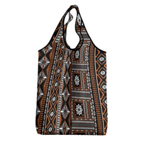 Fiji Masi Tapa Pattern Orange Grocery Bag - Polynesian Pride