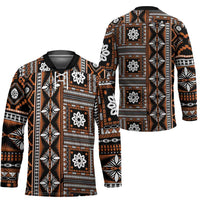 Fiji Masi Tapa Pattern Orange Hockey Jersey - Polynesian Pride