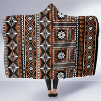 Fiji Masi Tapa Pattern Orange Hooded Blanket - Polynesian Pride