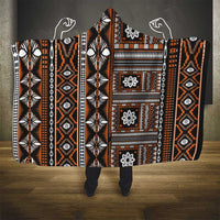 Fiji Masi Tapa Pattern Orange Hooded Blanket - Polynesian Pride