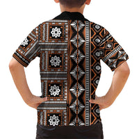Fiji Masi Tapa Pattern Orange Kid Hawaiian Shirt - Polynesian Pride