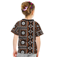 Fiji Masi Tapa Pattern Orange Kid T Shirt - Polynesian Pride