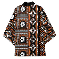 Fiji Masi Tapa Pattern Orange Kimono - Polynesian Pride