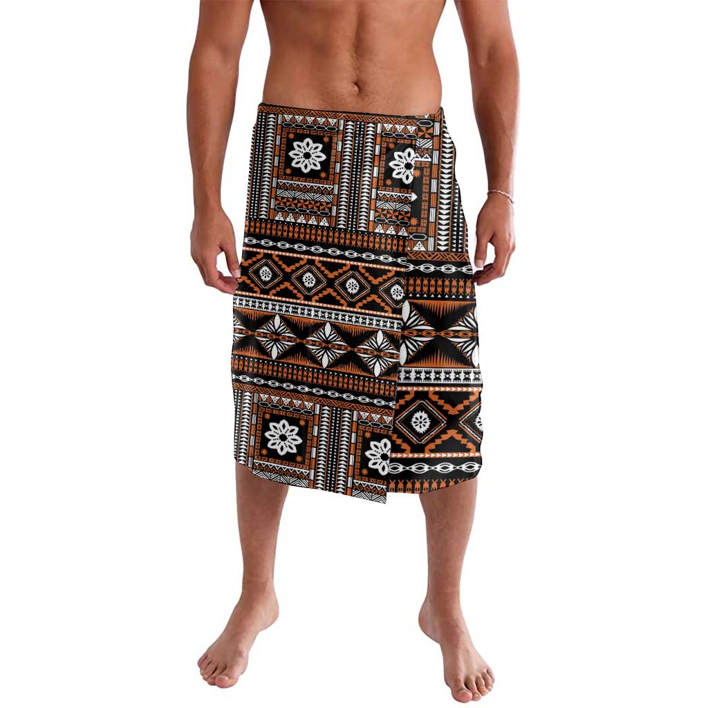 Fiji Masi Tapa Pattern Orange Lavalava - Polynesian Pride