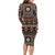 Fiji Masi Tapa Pattern Orange Long Sleeve Bodycon Dress - Polynesian Pride