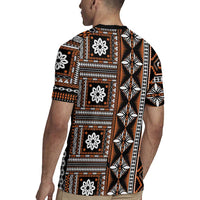 Fiji Masi Tapa Pattern Orange Rugby Jersey - Polynesian Pride