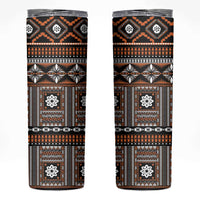 Fiji Masi Tapa Pattern Orange Skinny Tumbler - Polynesian Pride