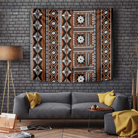 Fiji Masi Tapa Pattern Orange Tapestry - Polynesian Pride