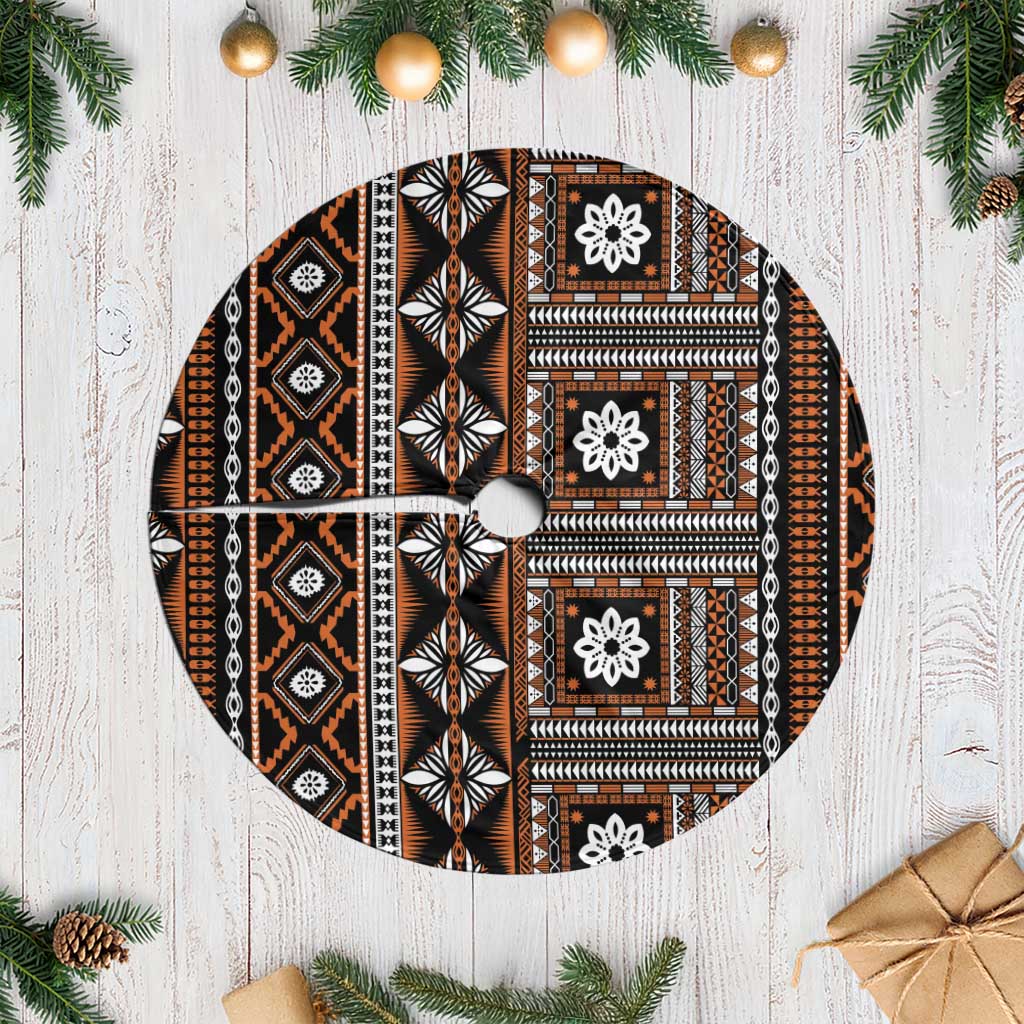 Fiji Masi Tapa Pattern Orange Tree Skirt - Polynesian Pride
