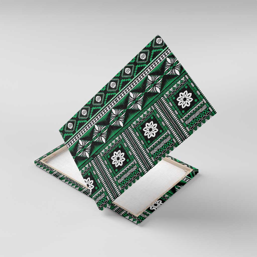 Fiji Masi Tapa Pattern Green Canvas Wall Art - Polynesian Pride