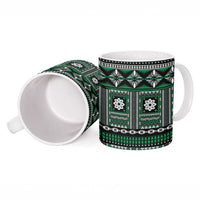 Fiji Masi Tapa Pattern Green Ceramic Mug - Polynesian Pride