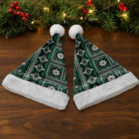 Fiji Masi Tapa Pattern Green Christmas Santa Hat - Polynesian Pride