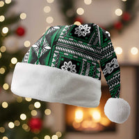 Fiji Masi Tapa Pattern Green Christmas Santa Hat - Polynesian Pride