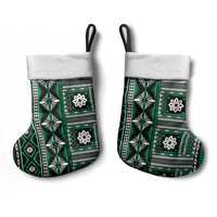 Fiji Masi Tapa Pattern Green Christmas Stocking - Polynesian Pride