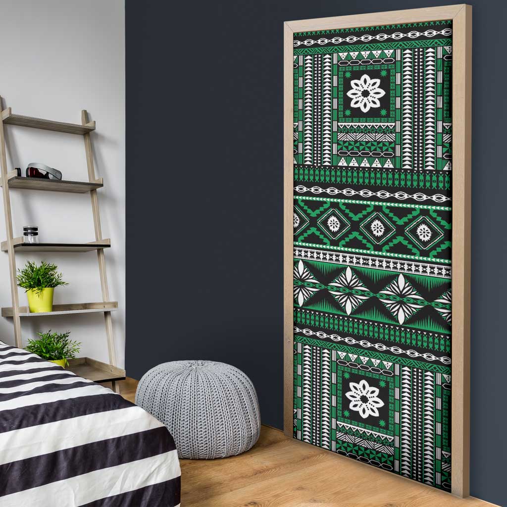 Fiji Masi Tapa Pattern Green Door Cover - Polynesian Pride