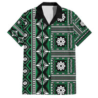 Fiji Masi Tapa Pattern Green Family Matching Summer Maxi Dress and Hawaiian Shirt - Polynesian Pride