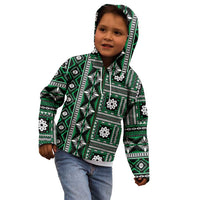 Fiji Masi Tapa Pattern Green Kid Hoodie - Polynesian Pride