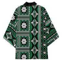 Fiji Masi Tapa Pattern Green Kimono - Polynesian Pride