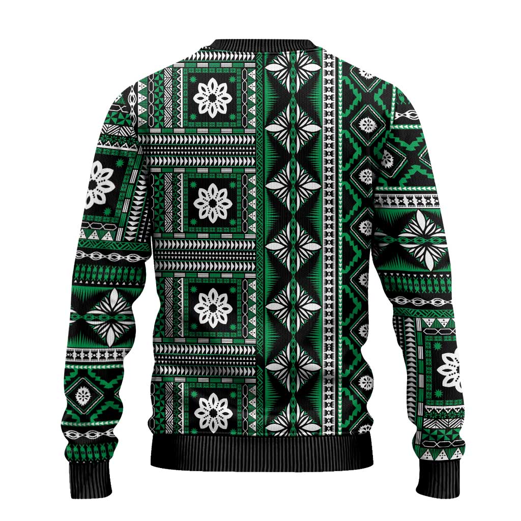 Fiji Masi Tapa Pattern Green Ugly Christmas Sweater - Polynesian Pride