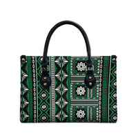 Fiji Masi Tapa Pattern Green Leather Bag - Polynesian Pride
