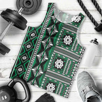 Fiji Masi Tapa Pattern Green Men Tank Top - Polynesian Pride