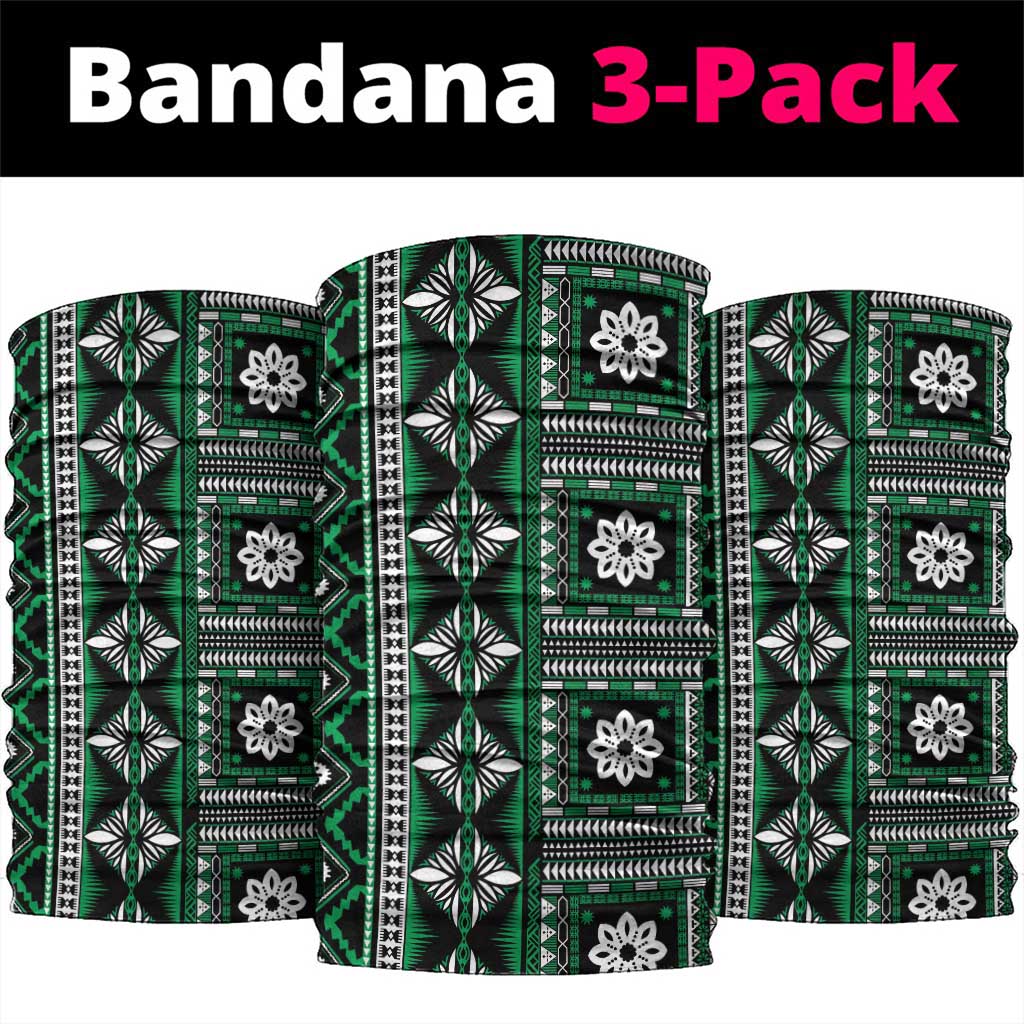 Fiji Masi Tapa Pattern Green Neck Gaiter - Polynesian Pride