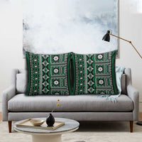 Fiji Masi Tapa Pattern Green Pillow Cover - Polynesian Pride