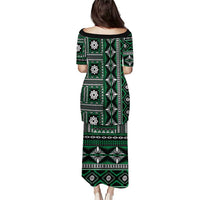 Fiji Masi Tapa Pattern Green Puletasi - Polynesian Pride