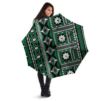 Fiji Masi Tapa Pattern Green Umbrella - Polynesian Pride