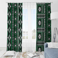 Fiji Masi Tapa Pattern Green Window Curtain - Polynesian Pride