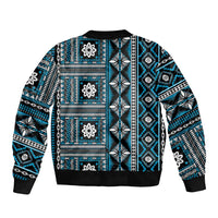 Fiji Masi Tapa Pattern Blue Bomber Jacket - Polynesian Pride
