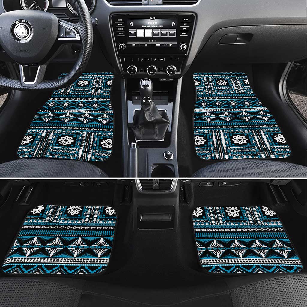 Fiji Masi Tapa Pattern Blue Car Mats - Polynesian Pride