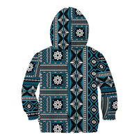 Fiji Masi Tapa Pattern Blue Kid Hoodie - Polynesian Pride