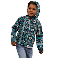 Fiji Masi Tapa Pattern Blue Kid Hoodie - Polynesian Pride