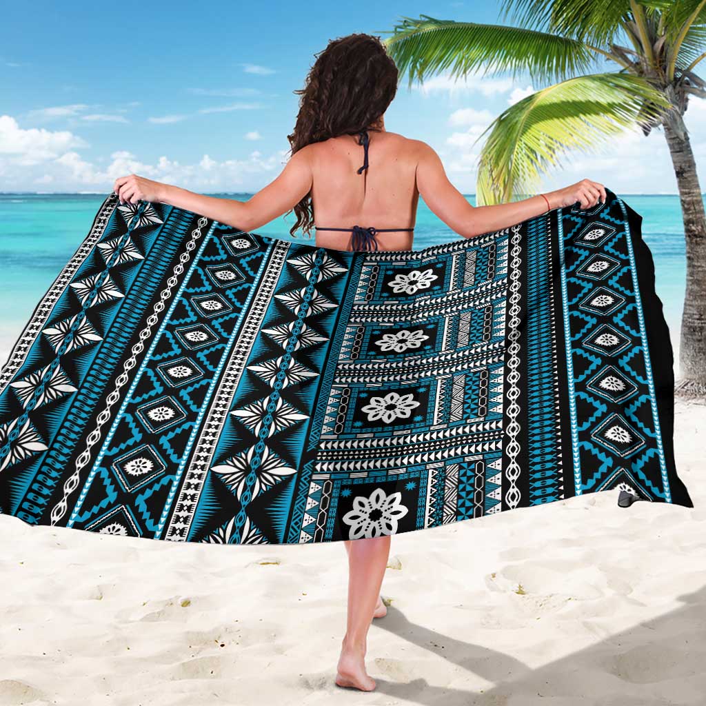 Fiji Masi Tapa Pattern Blue Sarong - Polynesian Pride