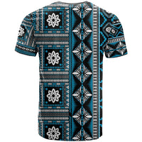 Fiji Masi Tapa Pattern Blue T Shirt - Polynesian Pride