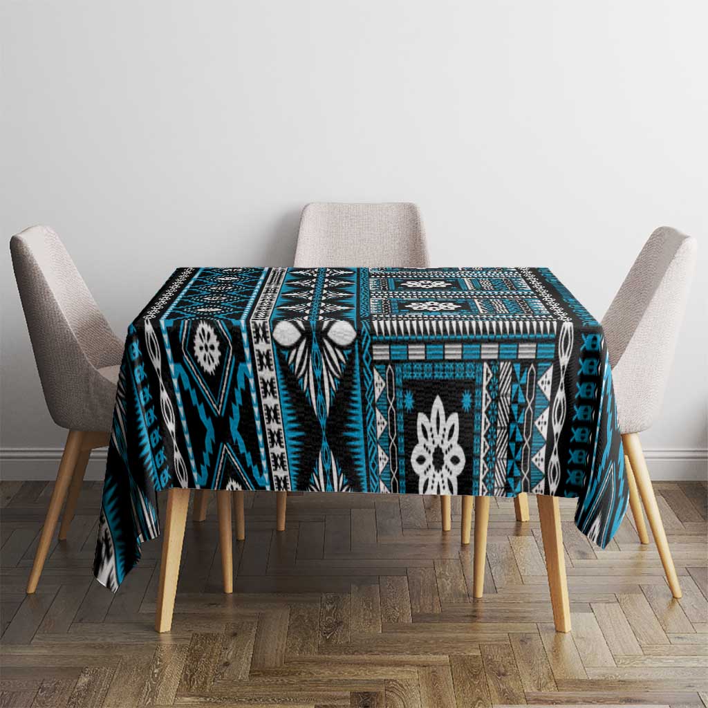 Fiji Masi Tapa Pattern Blue Tablecloth - Polynesian Pride