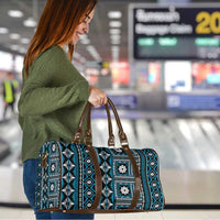 Fiji Masi Tapa Pattern Blue Travel Bag - Polynesian Pride