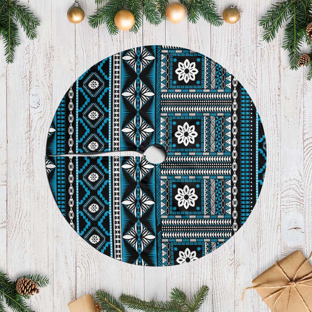 Fiji Masi Tapa Pattern Blue Tree Skirt - Polynesian Pride