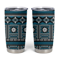 Fiji Masi Tapa Pattern Blue Tumbler Cup - Polynesian Pride