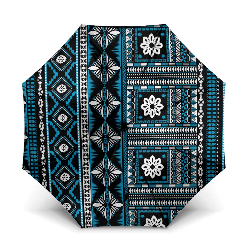 Fiji Masi Tapa Pattern Blue Umbrella - Polynesian Pride