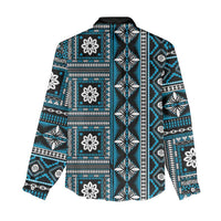 Fiji Masi Tapa Pattern Blue Women Casual Shirt - Polynesian Pride