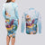 Hawaii Flamingo Couples Matching Long Sleeve Bodycon Dress and Long Sleeve Button Shirt Plumeria Tropical Beach