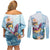 Hawaii Flamingo Couples Matching Off Shoulder Short Dress and Long Sleeve Button Shirt Plumeria Tropical Beach